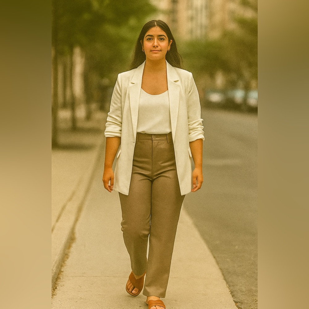 Tan pleather pants with belt loops and functioning pockets